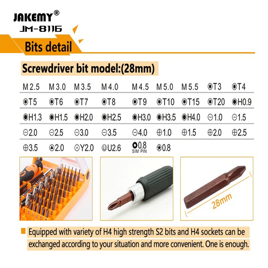 Jakemy JM-8116 Obeng Set 45 in 1 Untuk Service Laptop dan Komputer Original