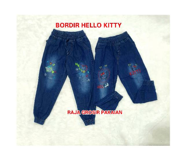 Celana Jogger Jeans Anak Usia 1-14 Thn / Gambar Bordir Bisa Di Pilih