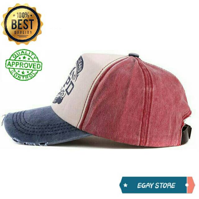 TOPI BASEBALL TOPI SNAPBACK NYPD WARNA USANG VINTAGE RETRO NY JEANS SOBEK DISTRO MURAH TERBARU-BIRU