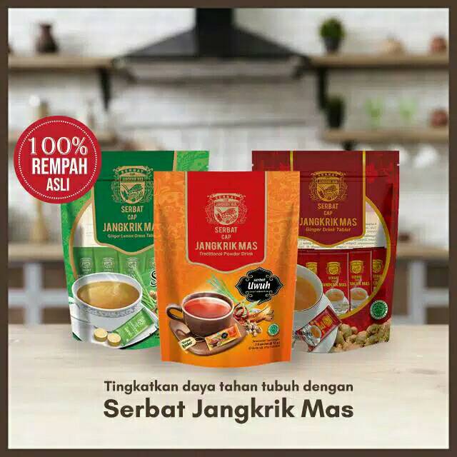 

HARGA MURAH Serbat wedang Jangkrik mas Jahe/Sereh/Uwuh isi 10'