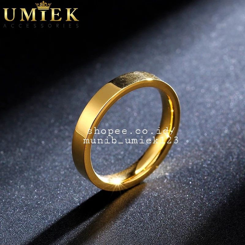 Cincin Pria Wanita Titanium Emas Gold Kuning polos cowok cewek cowo cewe laki laki perempuan couple 