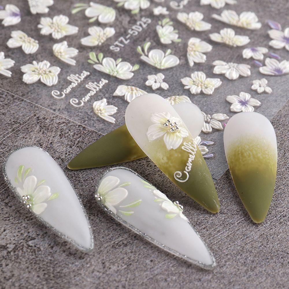 R-flower Nail Art Sticker Decals Akrilik Perekat Diri Campanula Snowdrop 5D Hollow