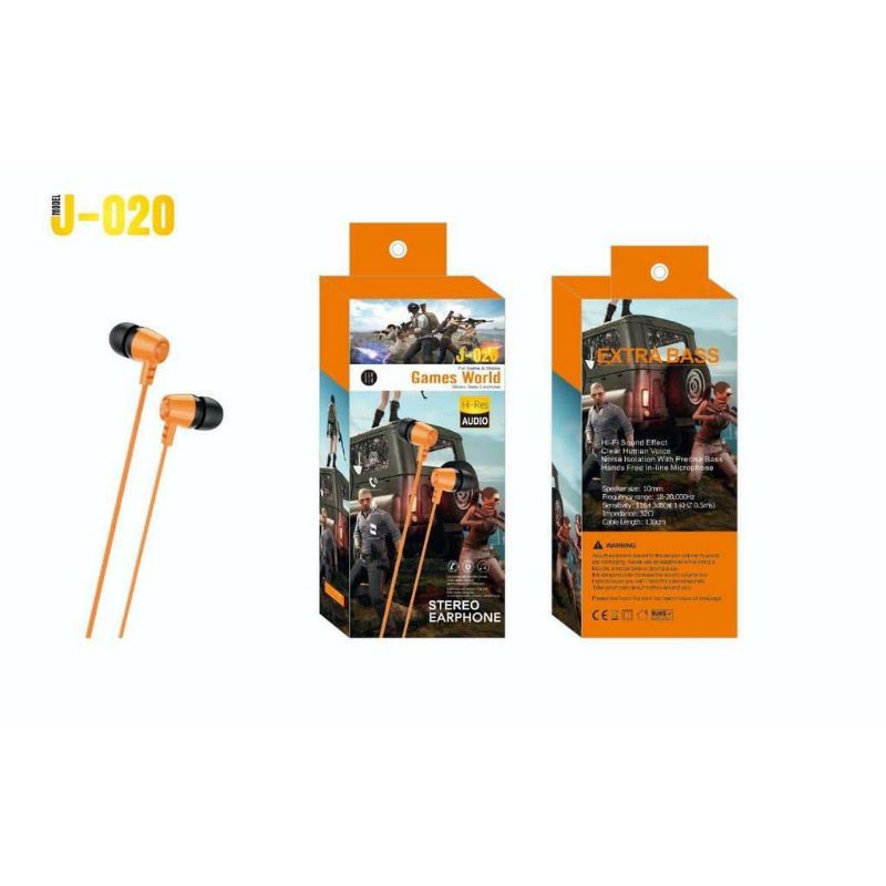 KZ_ Headset Handsfree Extra Bass Earphone J-020 For Game &amp; Mobile Games World