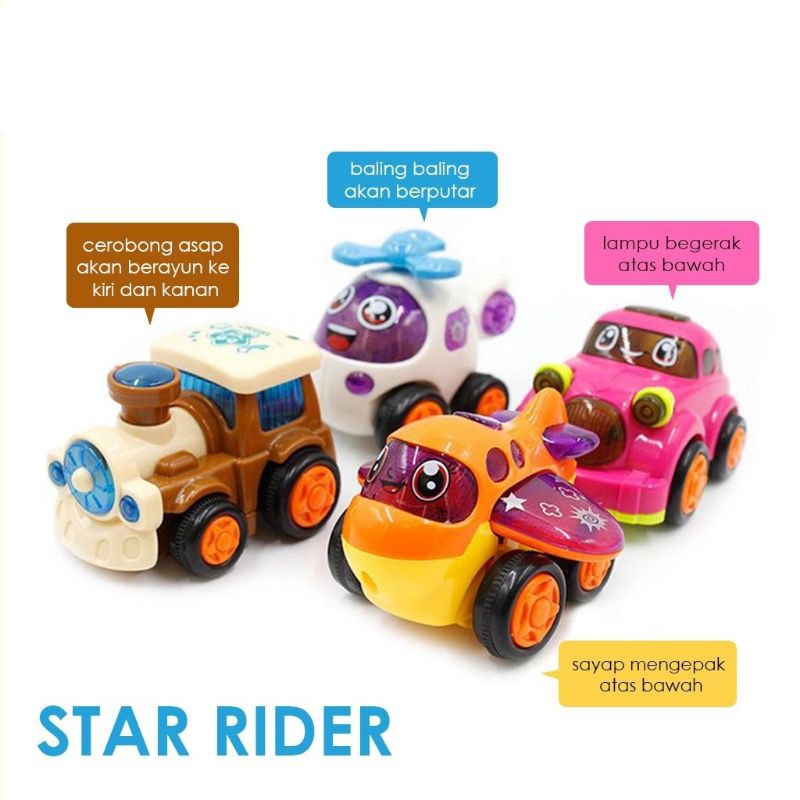 Star Rider Inertia Toys Mainan Anak Kendaraan Mobil Pesawat Kereta