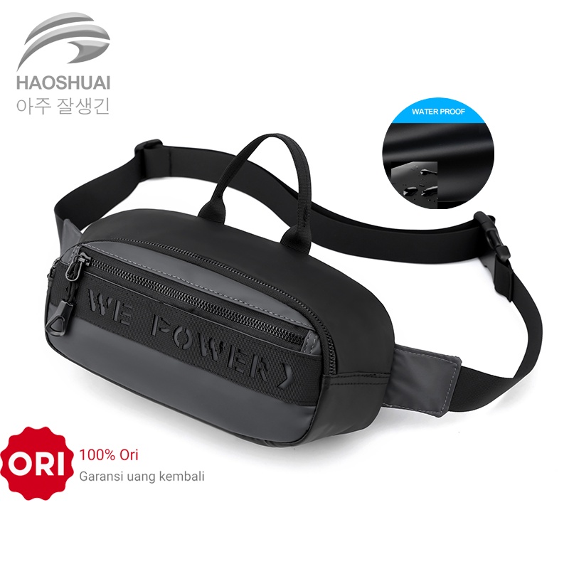 Tas Selempang Pria SHUAI 1100-38 Waistbag Pria Anti Air Bahan Dolby Lotto Coated