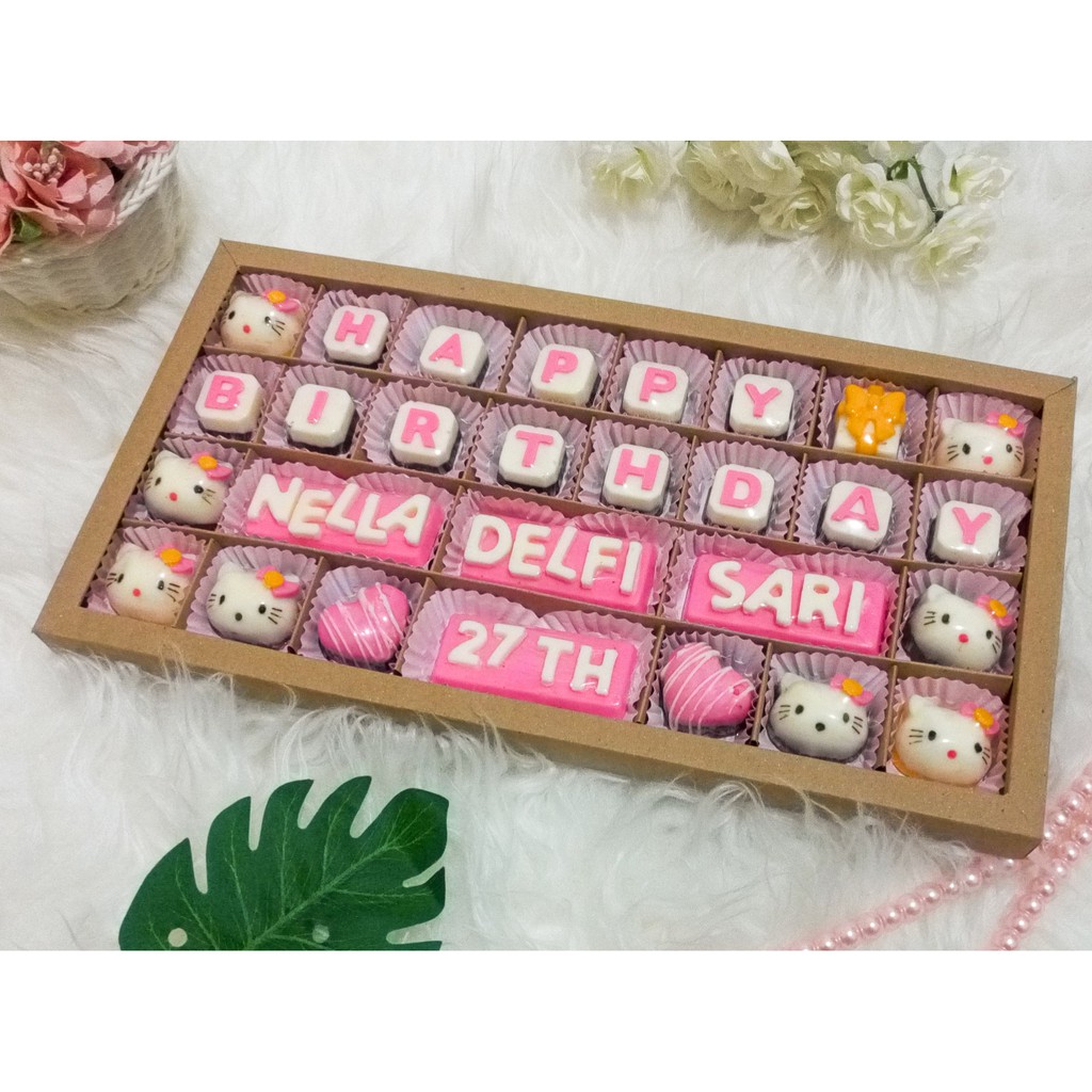 

Cokelat huruf custom/ucapan/kado ulang tahun/anniversary