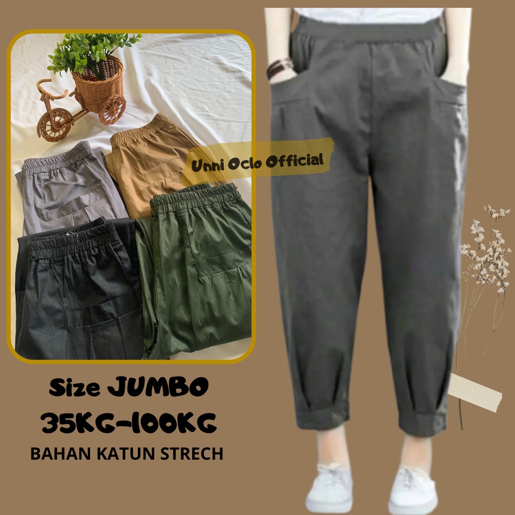 CELANA WANITA HINATA PANTS KEKINIAN ORIGINAL Mera Crop Pants Jumbo BB 35-100 KG / Celana Panjang Wanita / Baggy Pants Korea Termurah / Willow Pants Bahan Katun Stretch Premium / Celana Wanita Original Kekinian / Hinata Pants