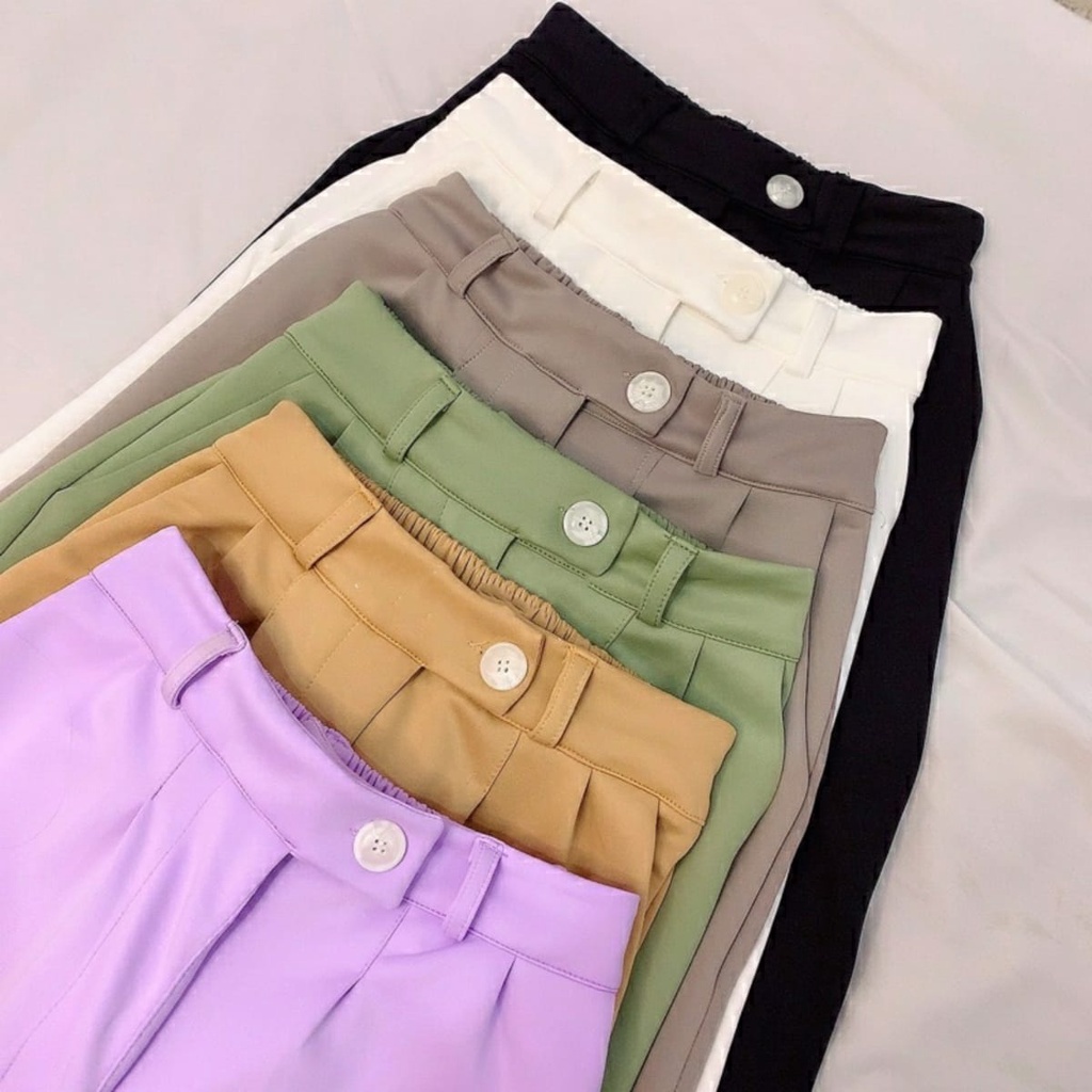 Tq88indonesia Fashion Celana Panjang Wanita / Irene Crepe Button Pants / Celana Polos Cewek / Celana Santai Cewek / Celana Panjang Cewek Terbaru