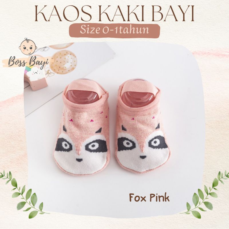 Kaos Kaki Bayi Strap Tali Karet + Antislip Motif Hewan