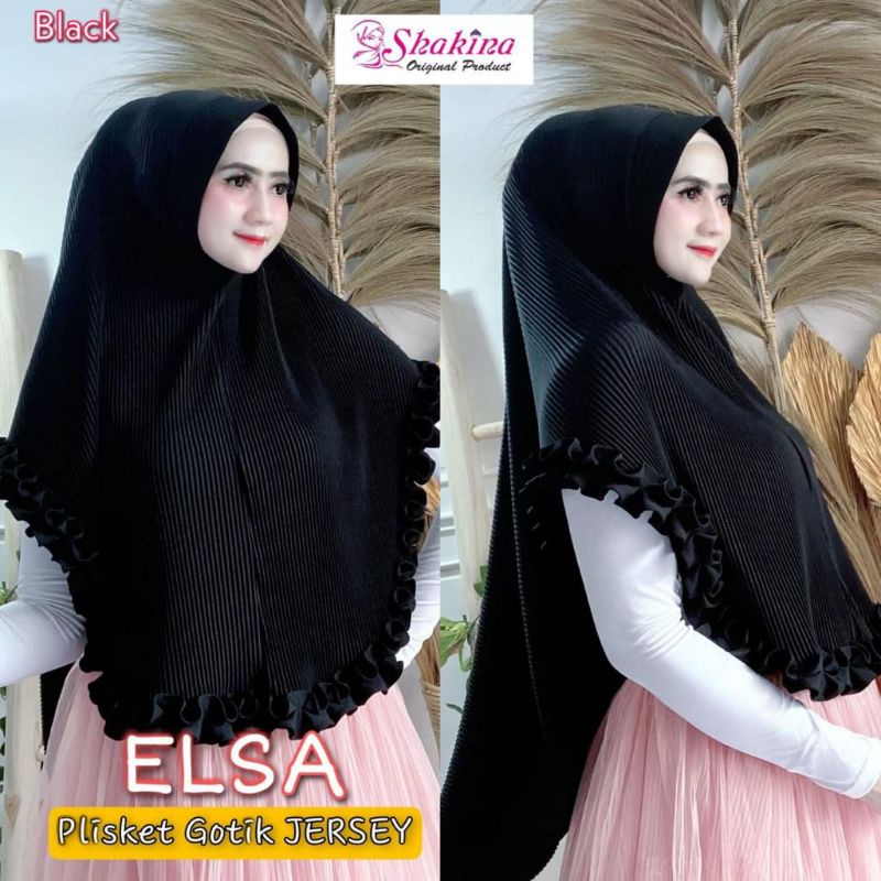 Jilbab Maryam Plisket Elsa Rempel Simpel Original Shakina-Black