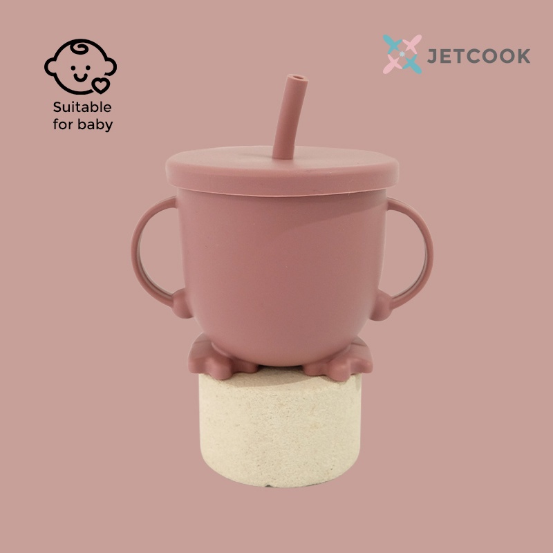 JetCook Baby Silicone Cup with Lid Food Grade BPA Free / Gelas Bayi dengan Tutup dan Sedotan Anti Pecah