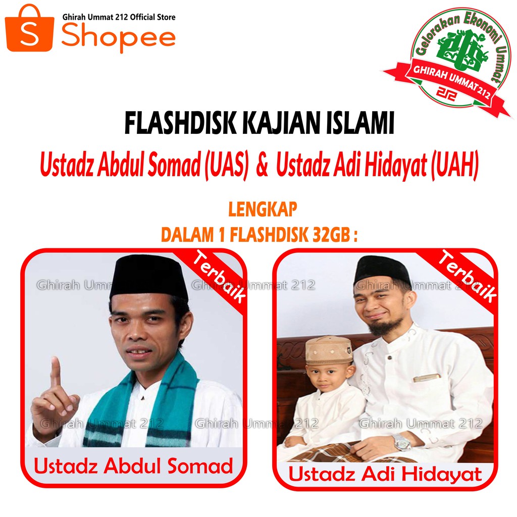 Flashdisk 32gb Ceramah Islami Kajian Islam Ustadz Abdul Somad Uas Dan Ustadz Adi Hidayat Uah Shopee Indonesia