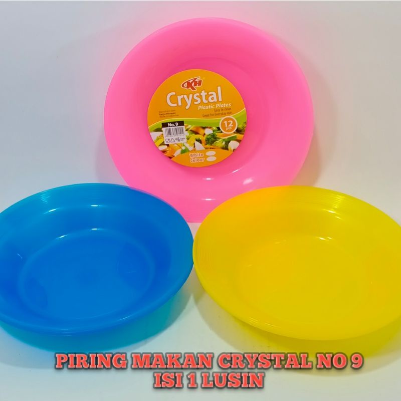 (COD/FREE ONGKIR) Piring makan plastik crystal 9&quot; ukuran besar food grade asli original