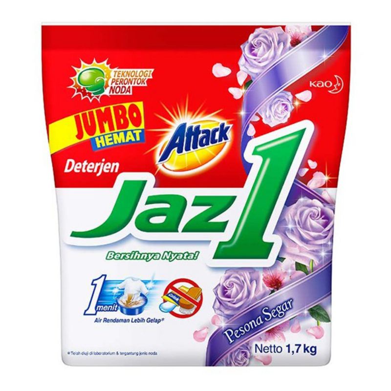 JAZ 1 DETERGENT POWDER SEMERBAK CINTA 1.7KG JUMBO ATTACK JAZ1 DETERJEN BUBUK SEMERBAK 1.7 Kg