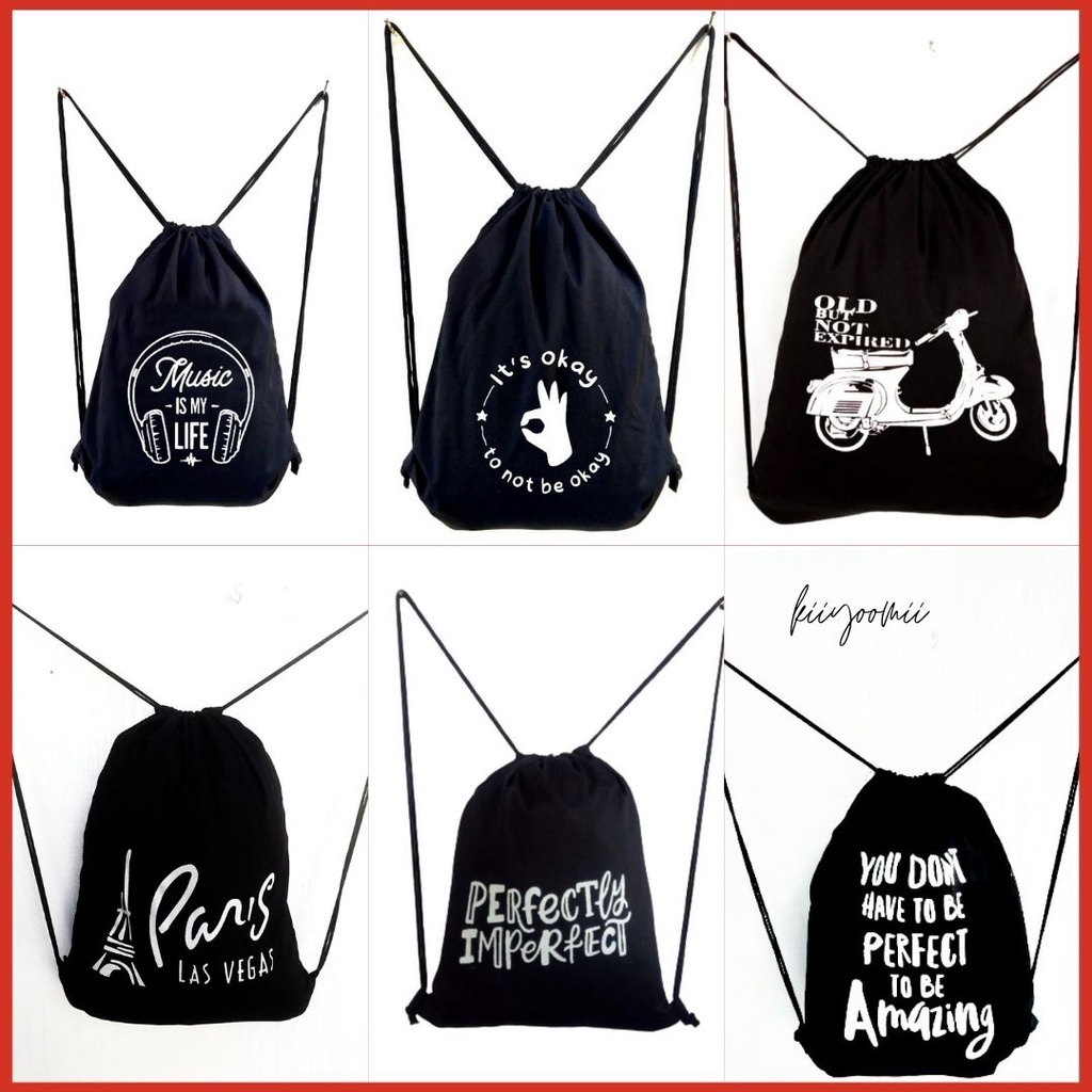 (PART 5 STRINGBAG TASLAN) tas Ransel string bag GENSHIN IMPACT KPOP drawstring multifungsi olahraga serut sablon bahan TASLAN premium new || Kiiyoomii ||