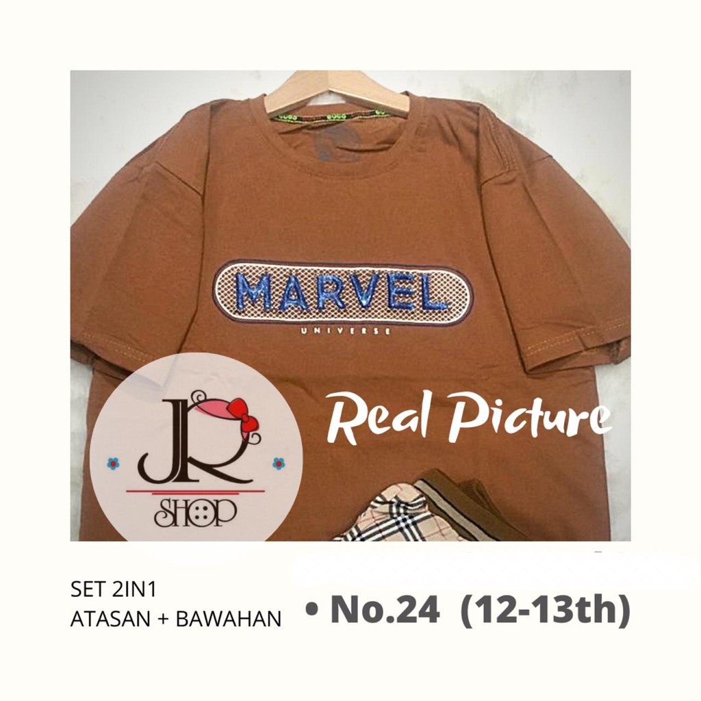 setelan anak laki laki marvel celana pendek katun baju anak gugo kid