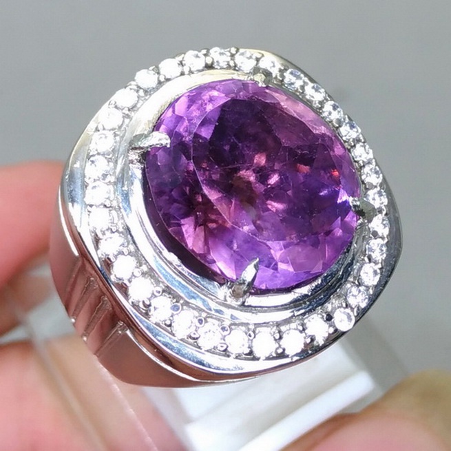 Cincin batu Permata Kecubung Ungu kalimantan Asli