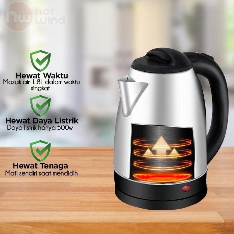 Teko Listrik Stainless Steel Teko Pemanas Air Otomatis Kapasitas Besar 2 L Kettel Listrik