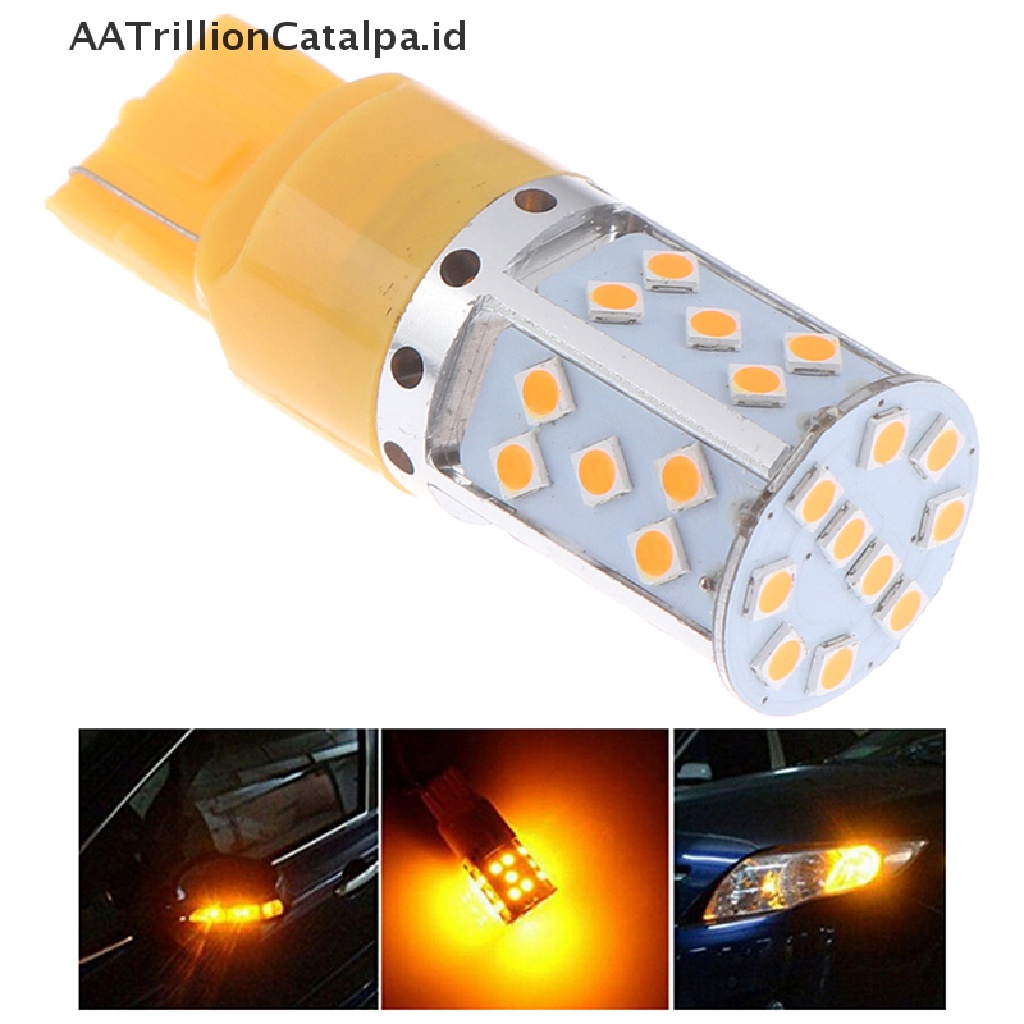 Aatrillioncatalpa 1Pc Lampu LED T20 7440 3030 35SMD Warna Kuning Untuk Seinrem Belakang