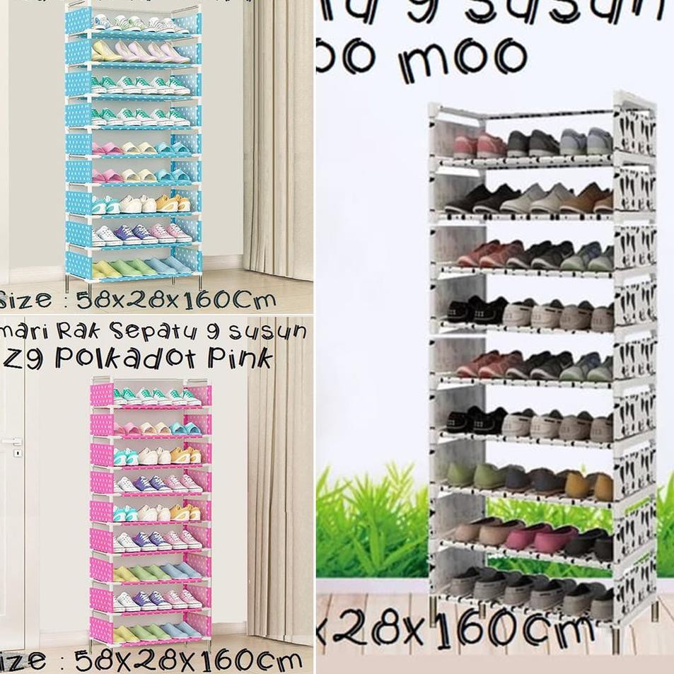 Rak Sepatu cm 60 X 160 Susun Rakitan / Shoes Rack with Dust Cover