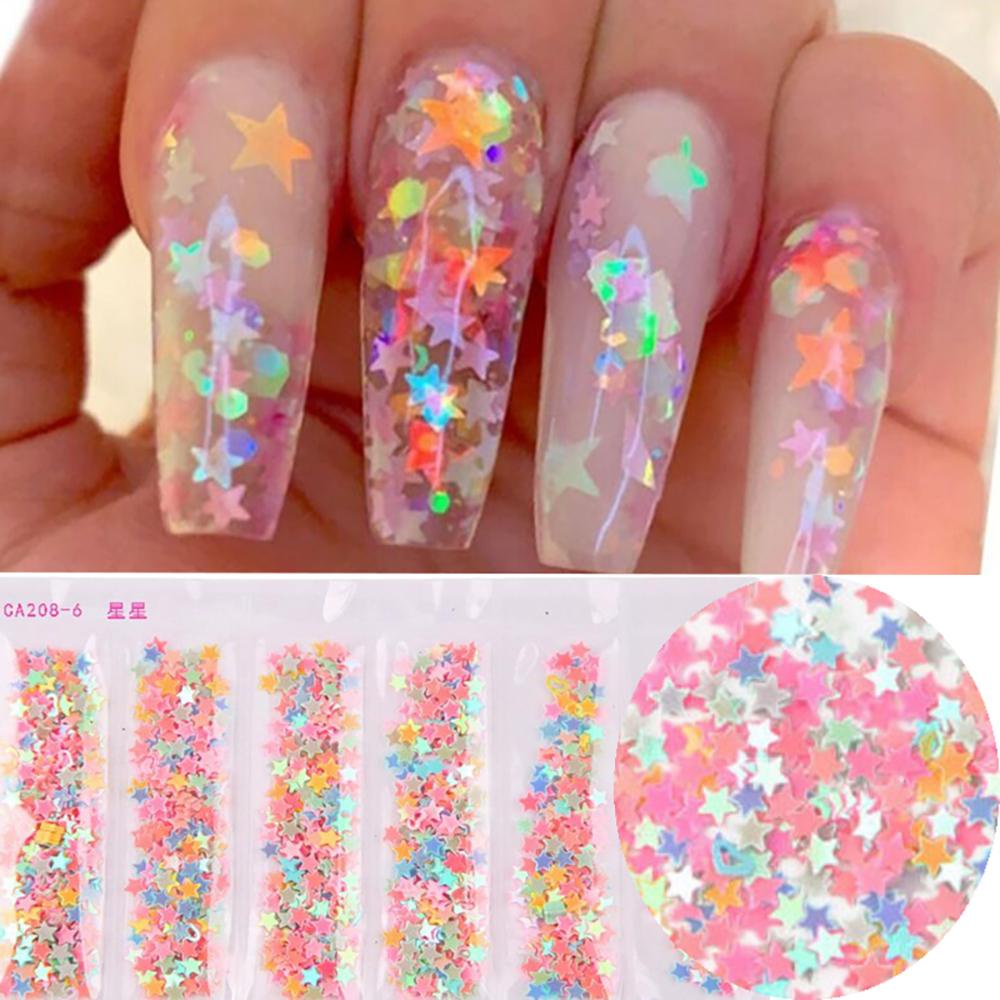 Agustina Paku Sequin Candy Colors Rabbit Heart DIY Paillette Acrylic Nail Art Manicure