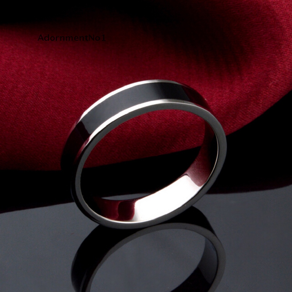 (AdornmentNo1) Cincin Titanium Steel Warna Hitam Ukuran 16-22 Untuk Pria / Wanita