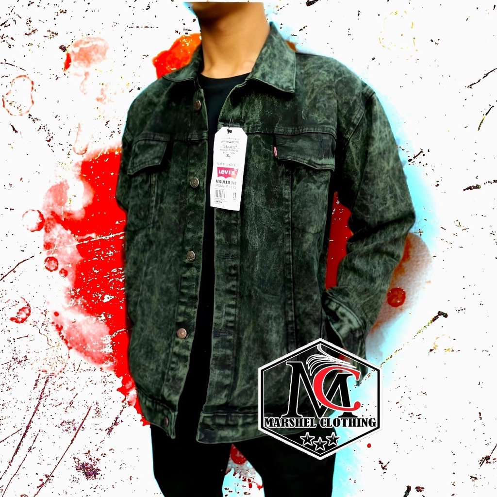 RCL - Jaket Jeans Denim Sanwash Maroon Pria Sandwash Jaket Snow Maron Jaket Washing Cowok