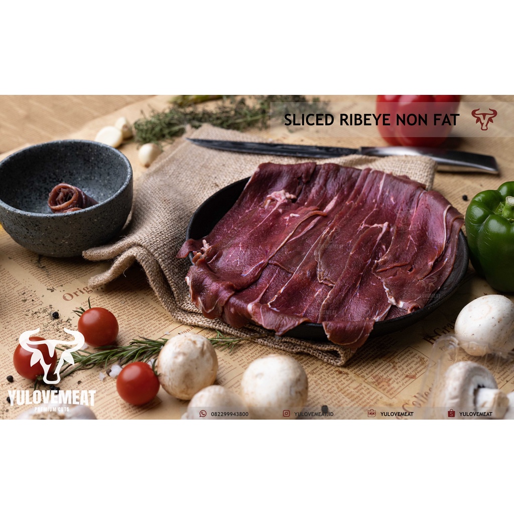 

Sliced ribeye non fat less shabu suki YULOVEMEAT australian beef
