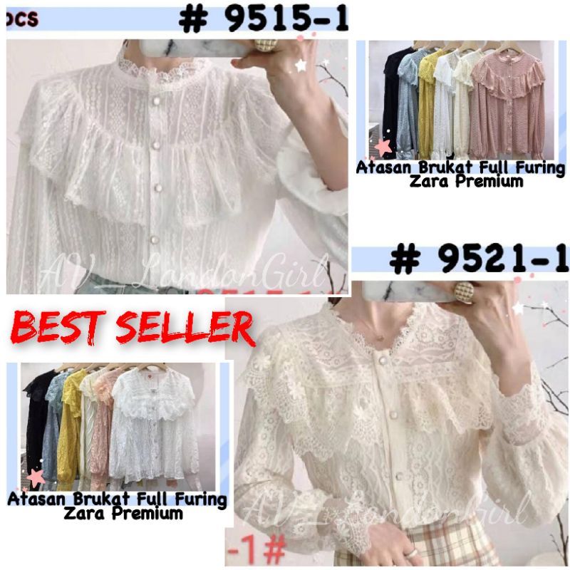 Atasan Brukat Full Furing Premium Lengan Panjang London Girl 9515 9521/ Woman Zara Brokat