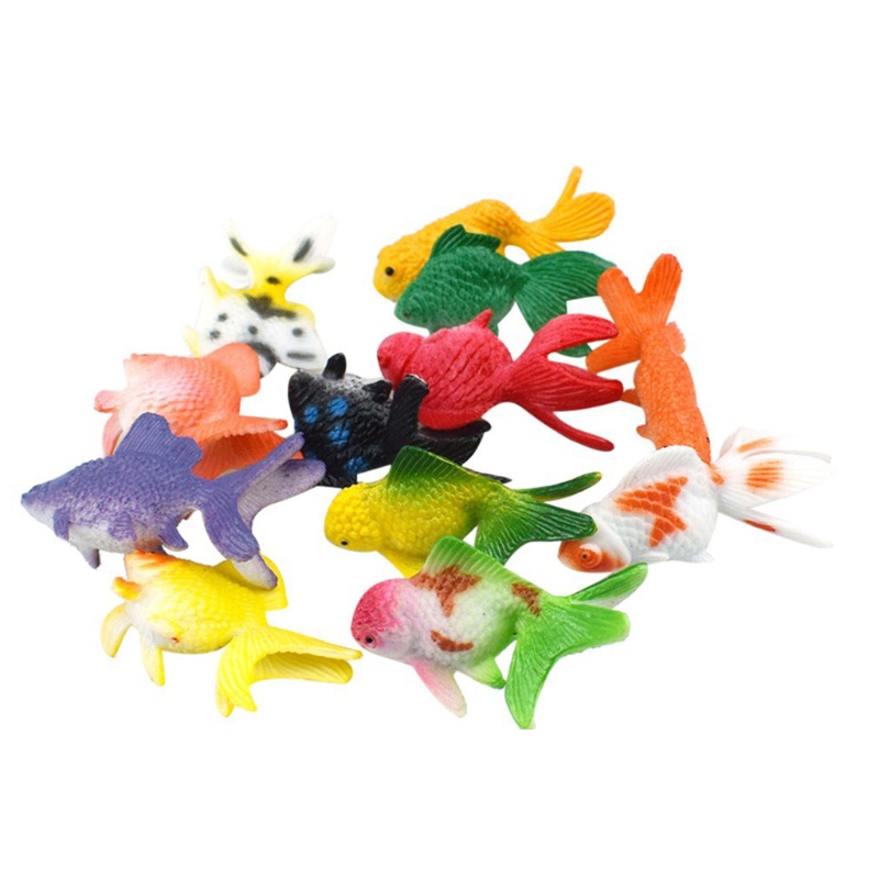 SIY  12 Pcs/Set Soft PVC Goldfishes Models Epoxy Filling Material Crystal Ocean Resin 3D Mini Fish Modeling Filler