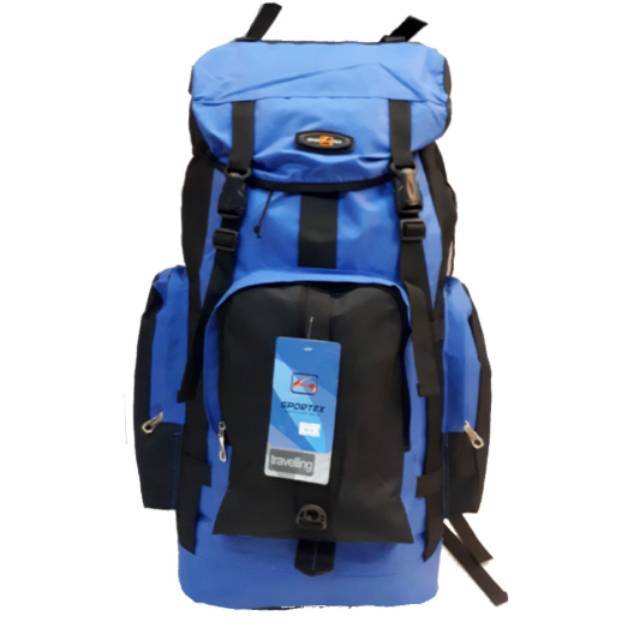 Tas gunung 60L Ransel 60 L hitam polos dan biru termurah