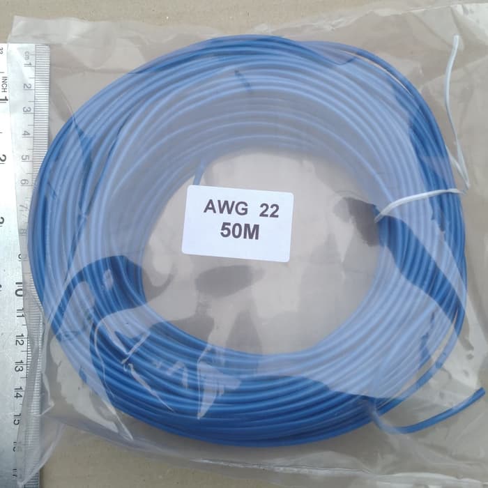 awg 18 kabel serabut serat tembaga warna biru 50m