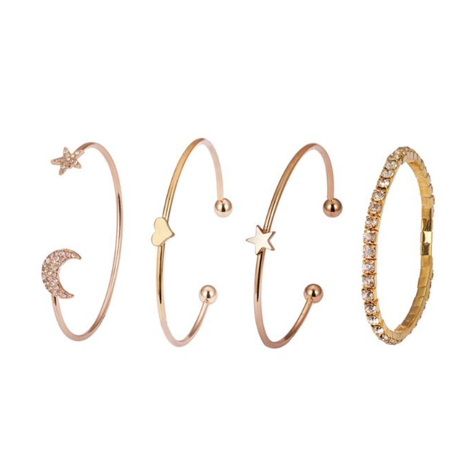 OILA gelang fashion set 4 pcs star moon love set bracelets (3E3,2E3) jge081