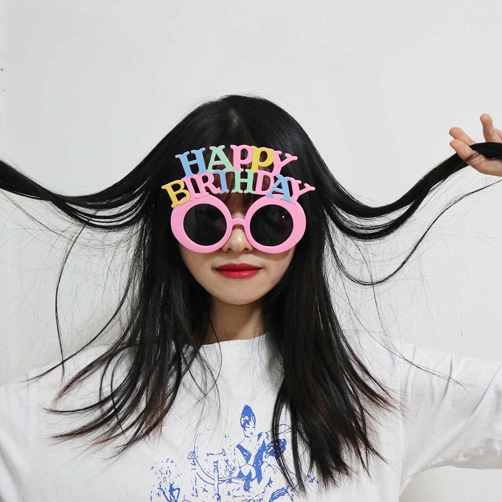 Kacamata Bentuk Tulisan Happy Birthday Gaya Korea Untuk Properti Foto