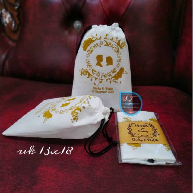 souvenir pernikahan pouch tali serut ||