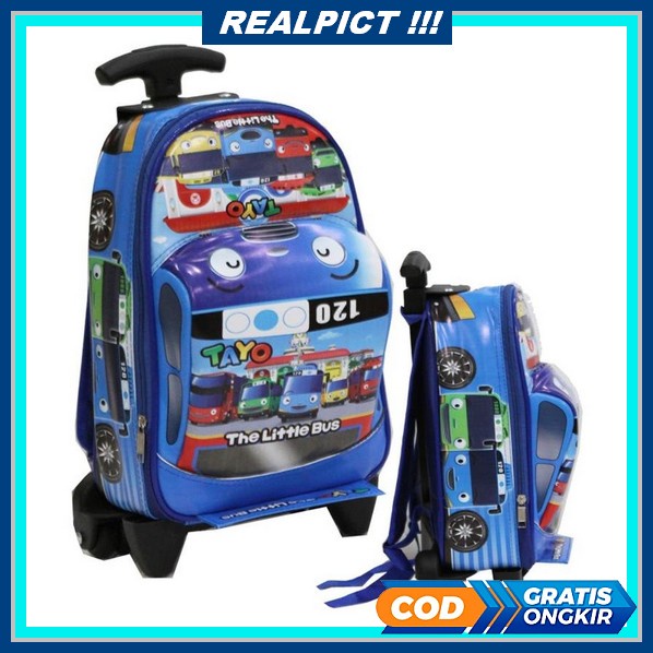 Tas Troli Tas Dorong Ransel Anak Laki-Laki Karakter Superhero - Tas Troli Anak - Tas Anak Trolley Ba