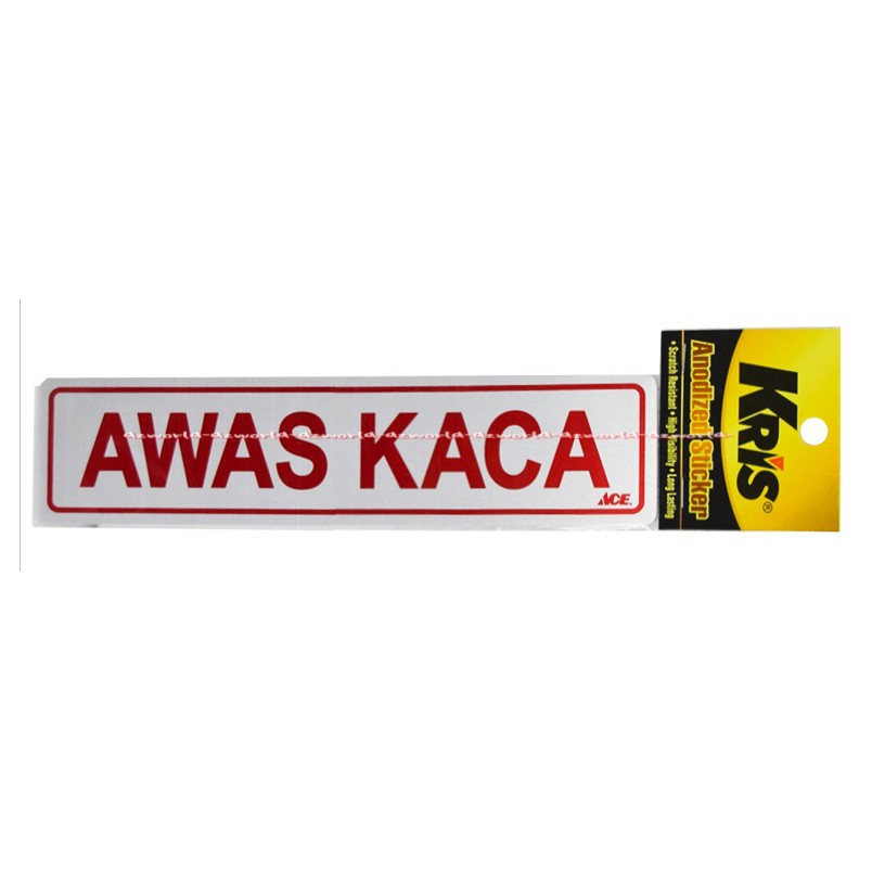 Kris Stiker Awas Kaca Sticker Mudah Diaplikasikan Pada Permukaan Metal Kaca Atau Plastik Watch out for Glass Krisbow Ace Awaskaca