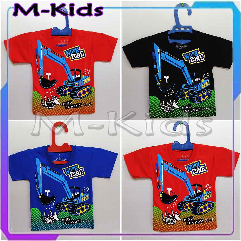 MKids88 - Baju Atasan KAOS Anak WorkZone Doraemon Superman Spiderman Dinosaurus