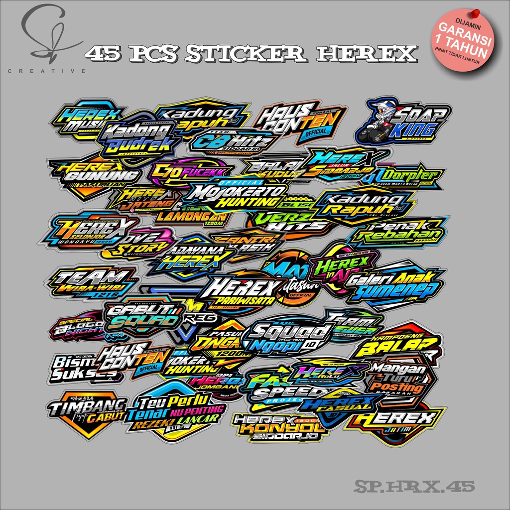 

[ SB ] 45 PCS STICKER PACK HEREX HOLOGRAM ANTI AIR/LUNTUR UNTUK LAPTOP CASE TUMBLER HP DLL