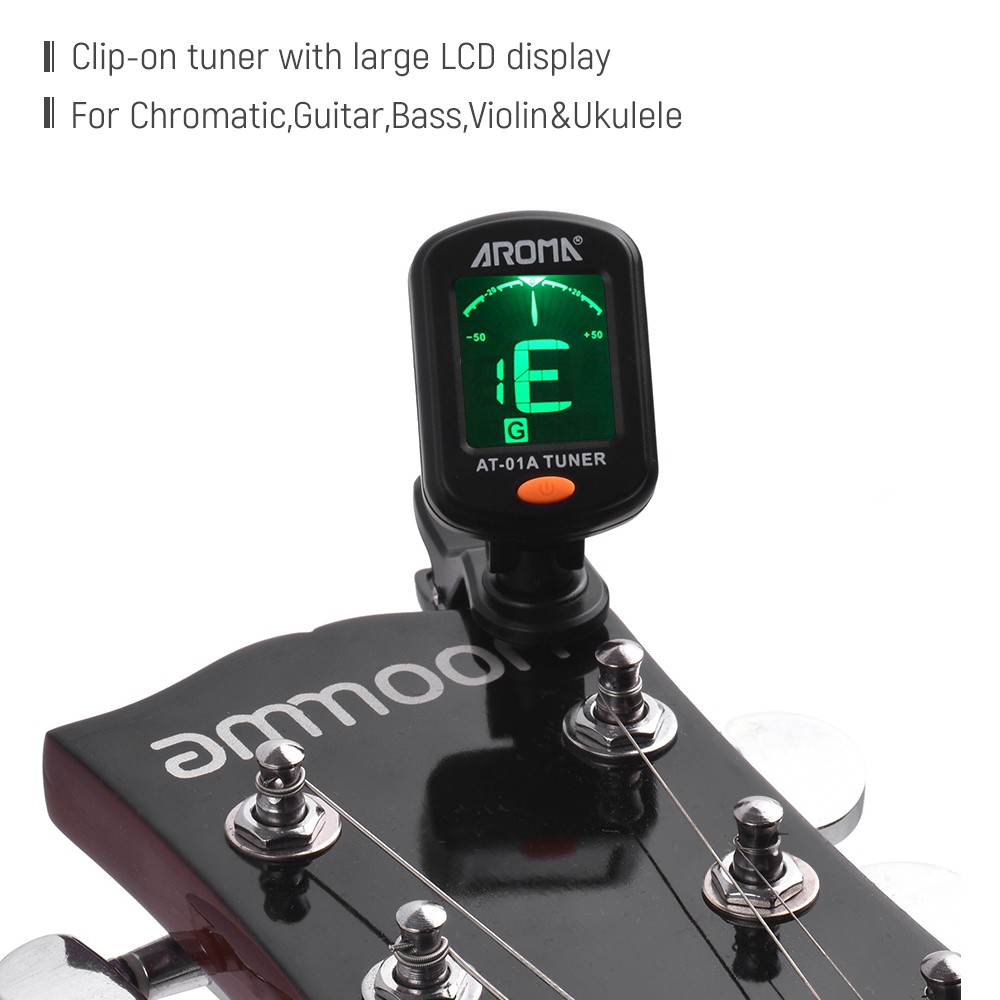 AROMA Tuner Gitar dengan Clip - AT-01A - M6SK02BK Black