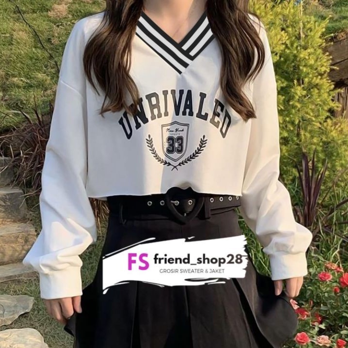 Sweater Crop Unrivaled Sweatshirt | Korean Style Sweatshirt | Pakaian Wanita | Bahan Fleece Tebal Dan Lembut | allsize