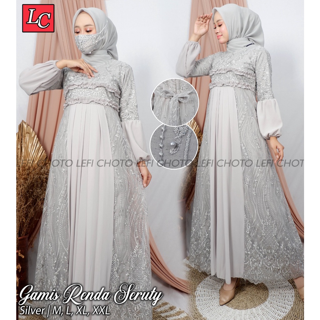 Gamis Renda Ceruty / Gamis Modern / Kebaya Pesta / Kebaya Brukat / Gamis Pesta Mewah /Kebaya Modern