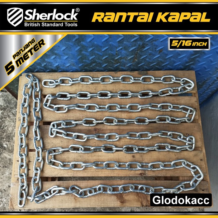 Rantai Besi / Kapal Galvanized 8 mm 5/16 inch Sherlock panjang 5 meter