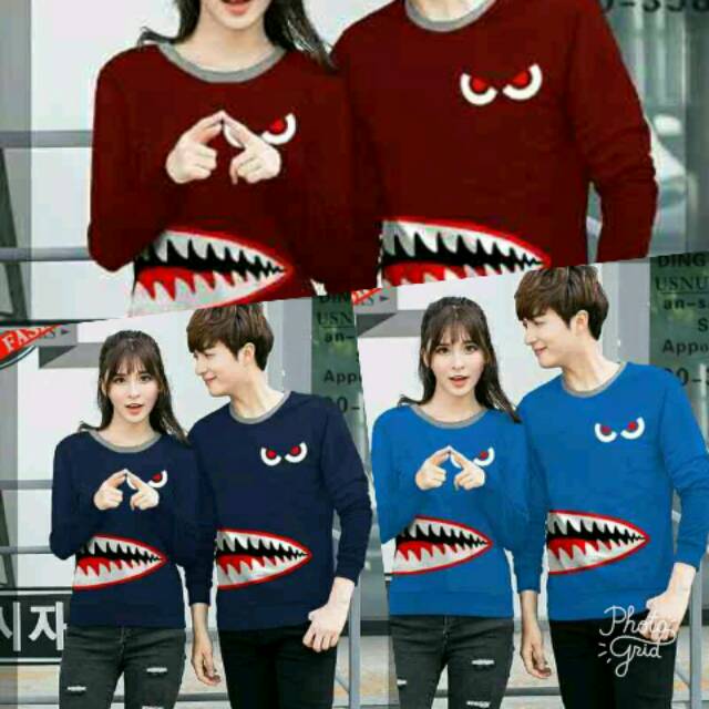 Baju couple sharko sweater pasangan sharko sweater couple ikan hiu sweater unik couple unik ikan hiu