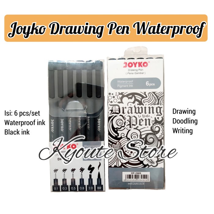 

Wow Joyko Drawing Pen Set 6 Pcs Waterproof Liner Pen Doodle Writing Black Gilaa!!!