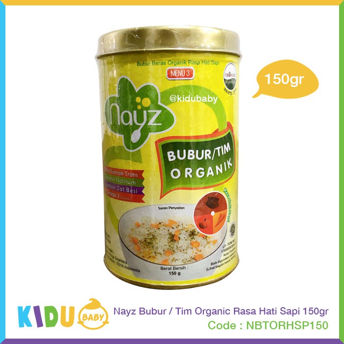 Nayz Bubur Tim Organic 150gr Rasa Ayam Hati Sapi Sapi Salmon Tuna Kakap Kidu Baby