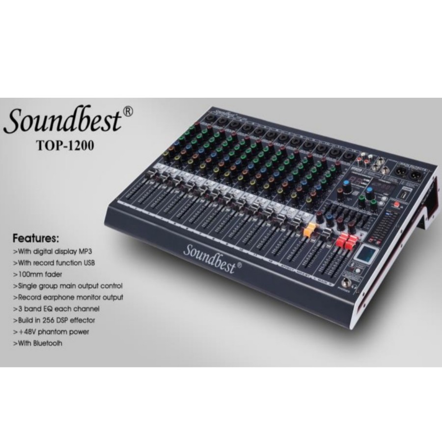 Mixer SoundBest Top 1200 Original 12 Channel Bluetooth - USB Recording