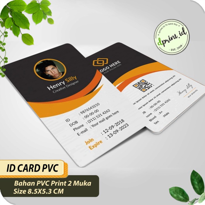 

Hemat Cetak Id Card Standard Pvc 85 X 53 Mm Kartu Member / Name Tag Plastik Murah