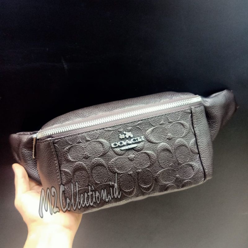 Waistbag COACH Signature Embos Leather Belt Bag Tas Pinggang Premium impor