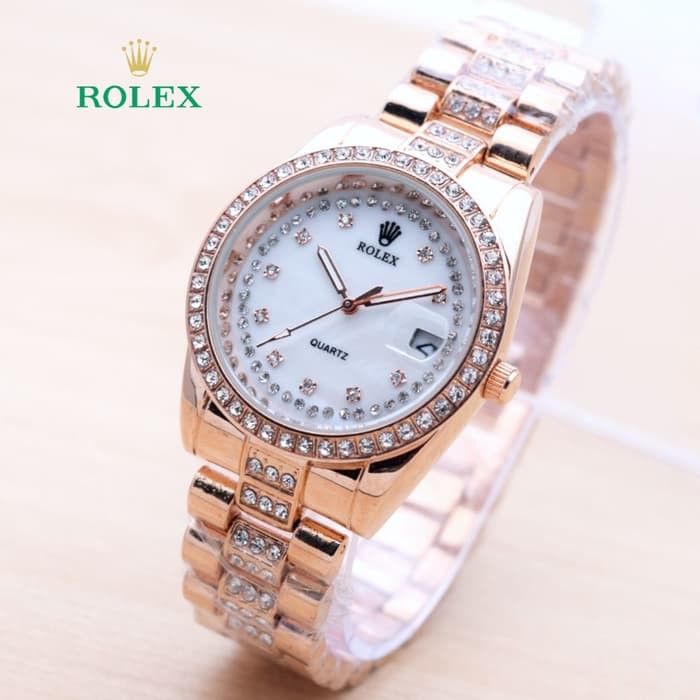 Jam Tangan Wanita Rolex Sparkle Rantai - silver